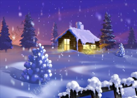 雪景房子圣诞节