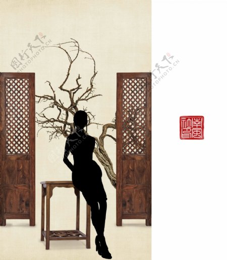 中国风古风工笔画影楼相册模板