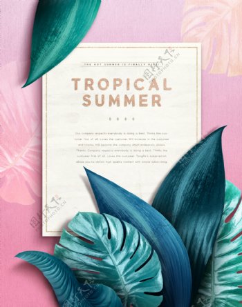 夏季热带树叶海报设计