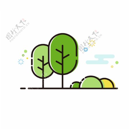 MBE植物图标树装饰图案树丛矢量