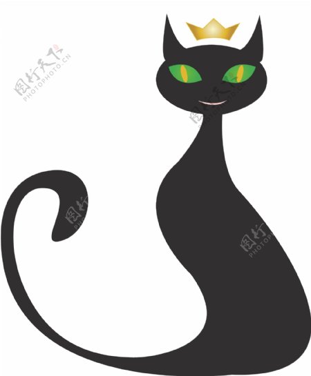 矢量黑色动物小猫元素