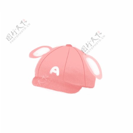 宝宝粉色帽子婴儿帽小耳朵帽元素