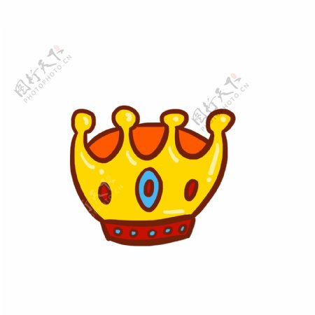 卡通可爱手绘国王皇冠王冠黄色原创装饰图