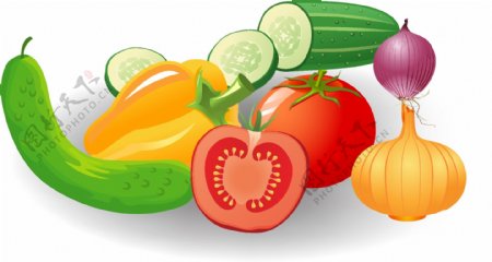 卡通彩色蔬菜有机元素