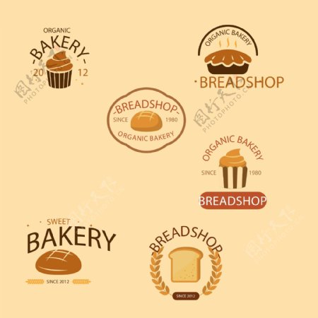 欧美风的面包店标志素材