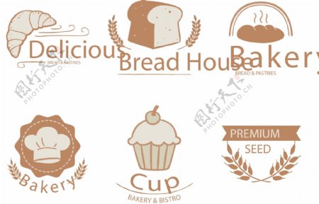 浅咖啡色面包店标志素材