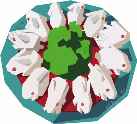中秋节兔子馒头几何可商用元素