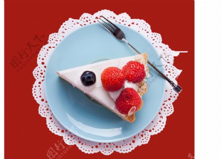 浪漫精致草莓蛋糕茶点元素