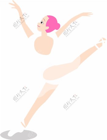 卡通手绘芭蕾舞蹈员跳舞矢量图