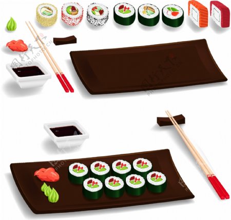 精致的日本寿司插画