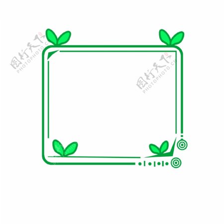 简约植物小草线条草叶边框卡通绿色矢量元素