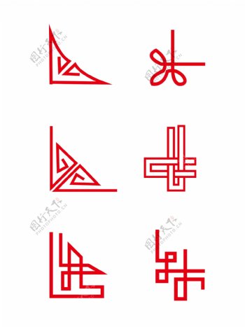 中国风边框古典花纹花边红色矢量可商用元素