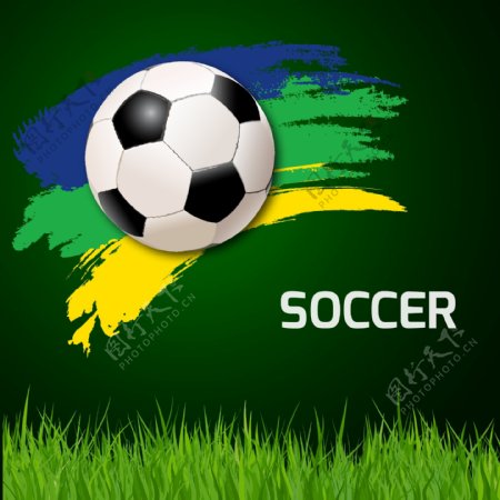 绿色彩绘足球元素设计