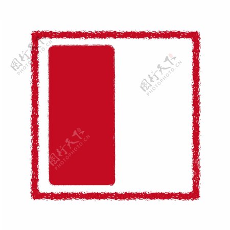 红色中国风古典印章方形边框