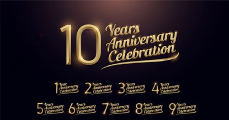 10周年庆典系列数字元素矢量图