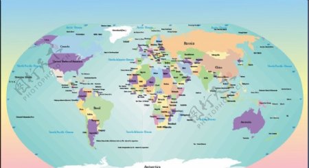 英语世界地图