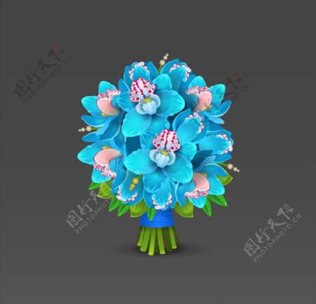 蓝色兰花花束