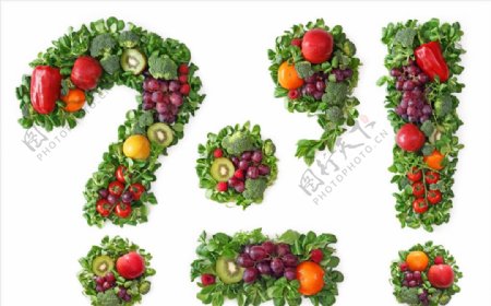 创意蔬菜水果组成的符号