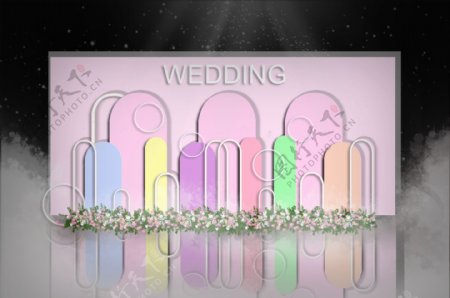 粉色迎宾区婚礼效果图