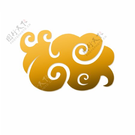 中国风传统金色祥云古典花纹云朵图标可商用