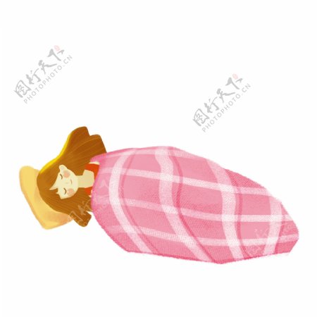 睡觉的女孩插画元素设计