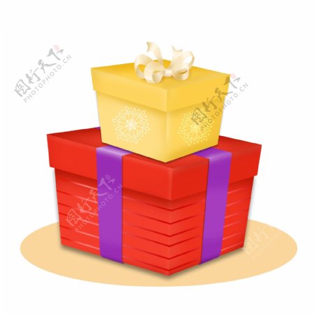手绘节日礼物盒礼品盒圣诞平安夜包装蝴蝶结