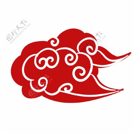 红色祥云中国风手绘可商用元素大气典雅