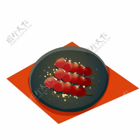 中国风春节糖葫芦新年喜庆红色手绘素材