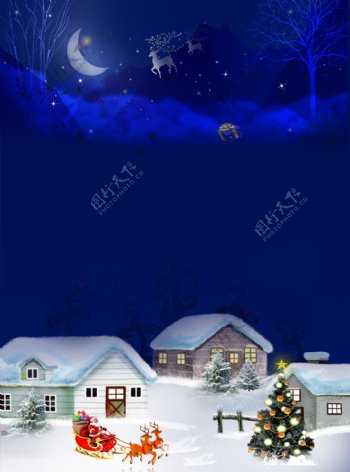 蓝色雪花冬季促销广告背景图