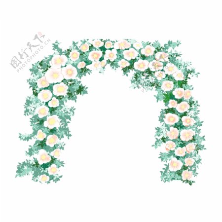 绿色小清新婚礼花拱门设计可商用元素