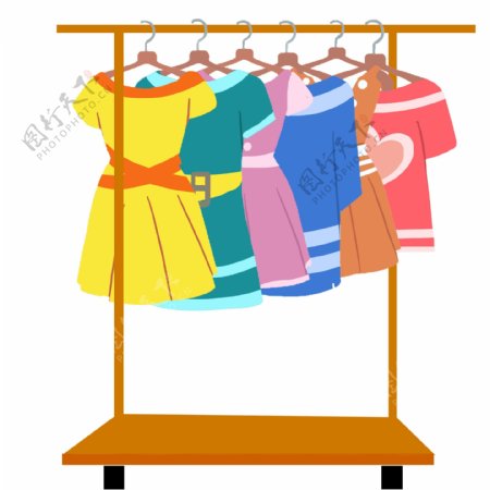彩色商场衣架上的衣服设计可商用元素