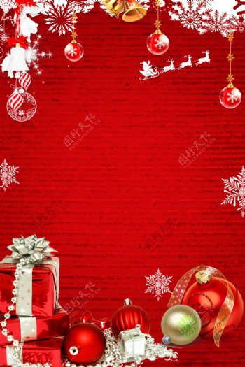 圣诞节红色装饰海报背景素材