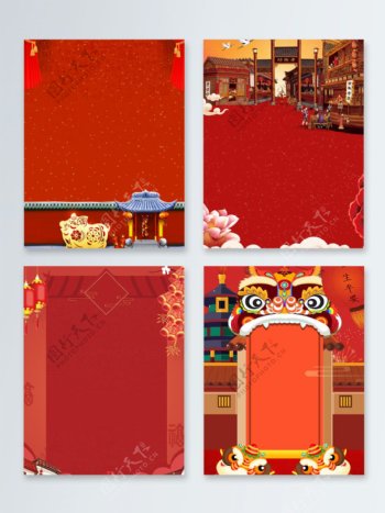 复古中国风传统猪年贺岁广告背景图