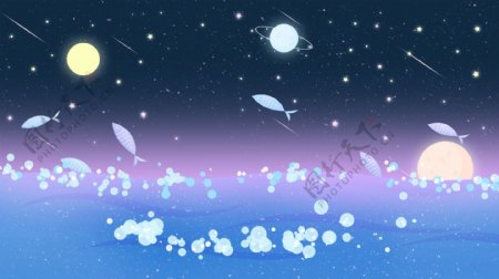 紫色梦幻星空流星雨背景设计