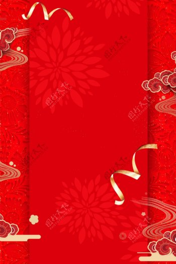 红色喜庆中国风新年背景