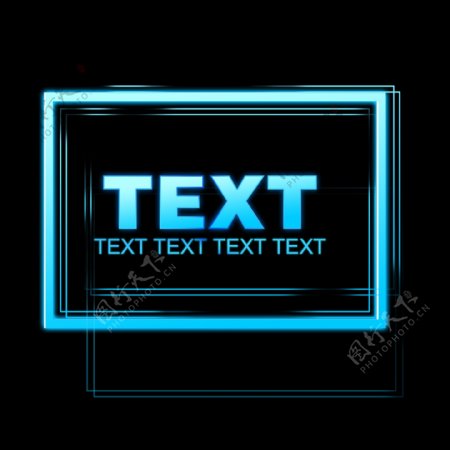 蓝色方形科技发光边框素材文字可修改