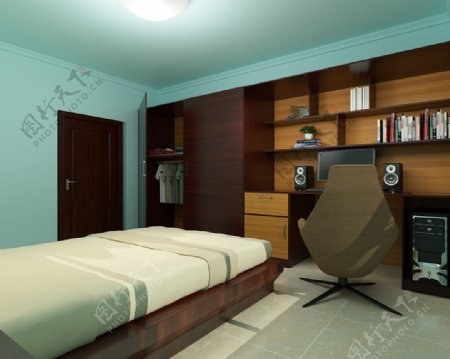 现代简约卧室空间设计效果图