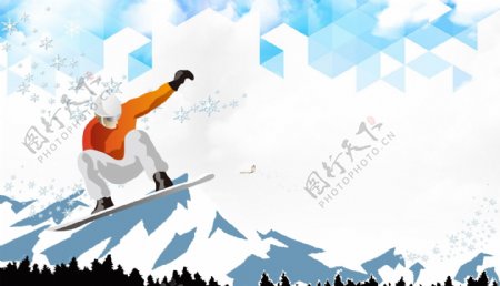 冬季雪山滑雪背景设计