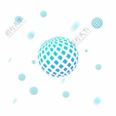 蓝绿色渐变3D球体电商漂浮设计元素