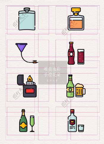 mbe彩色酒和酒吧元素设计