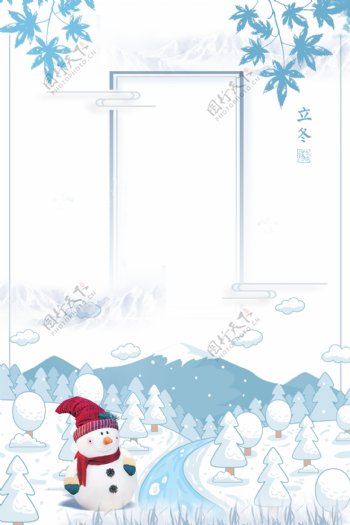 冬季雪地雪人背景设计