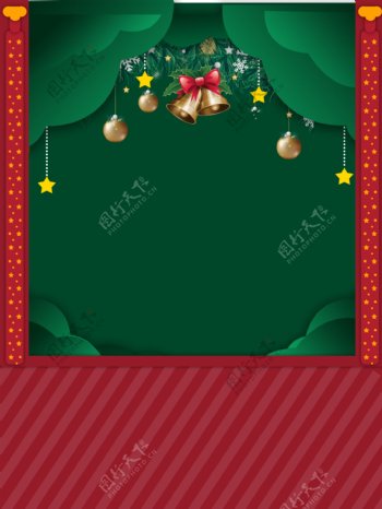 绿色剪纸风圣诞节背景设计