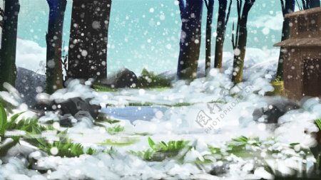 小清新冬季树林大雪背景