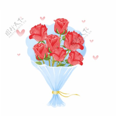 花手绘情人节浪漫玫瑰花束植物花卉花朵清新