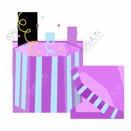 卡通紫色礼物盒子可商用元素