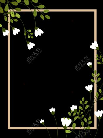 黑色鲜花绿植边框背景