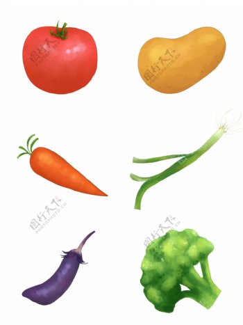果蔬套图手绘蔬菜果实简约蔬菜元素