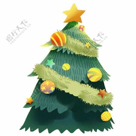 手绘可爱圣诞树原创元素