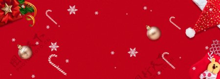 雪花红色圣诞树圣诞老人banner背景