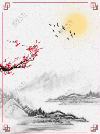 中国风古典水墨背景广告背景
